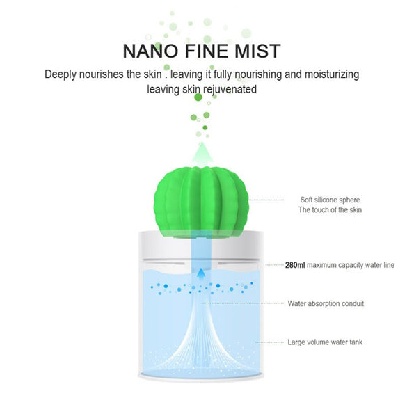 Household Appliances Cactus Air Humidifier Ultrasonic Humidifiers 280ML Mist Maker Aromatherapy Diffuser Aroma Mist Maker Home